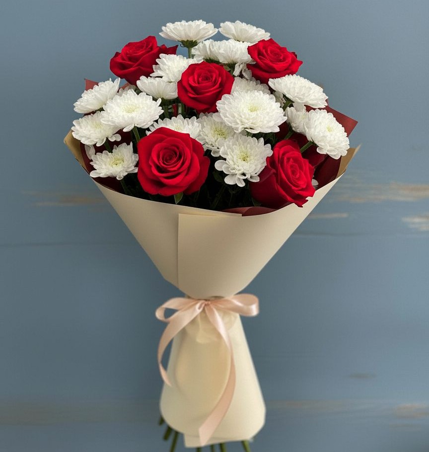 Букет цветов из: Розы и Хризантемы в Истобном