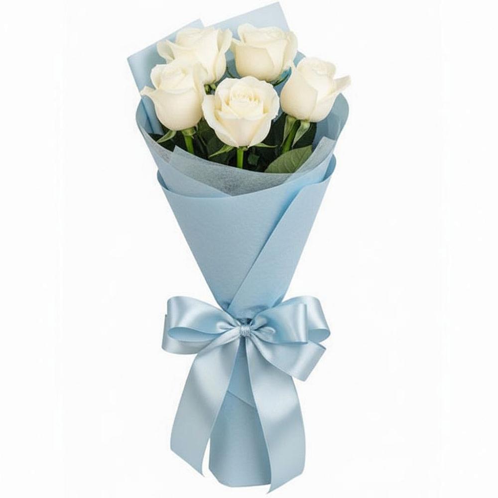 Букет 5 Белых роз Проуд в Истобном