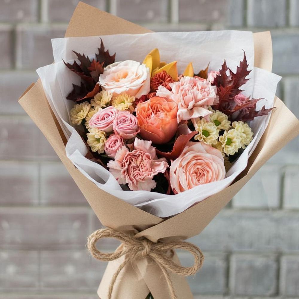 Букет цветов из: Гвоздики, Хризантемы и Розы в Истобном