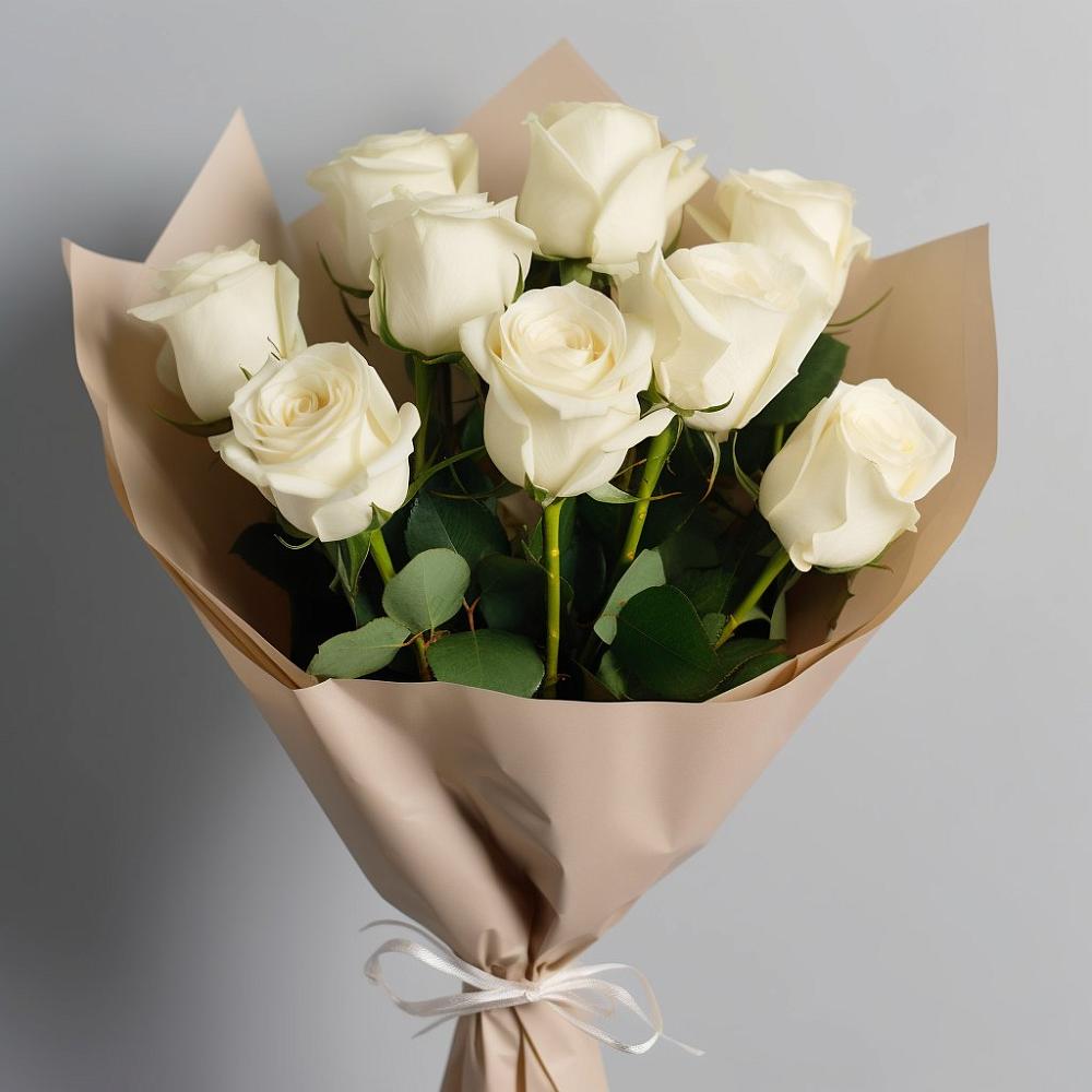 Букет 9 Белых роз Эдлесс Лав в Истобном