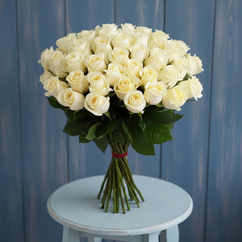 Букет 51 Белая роза Эдлесс Лав в Истобном