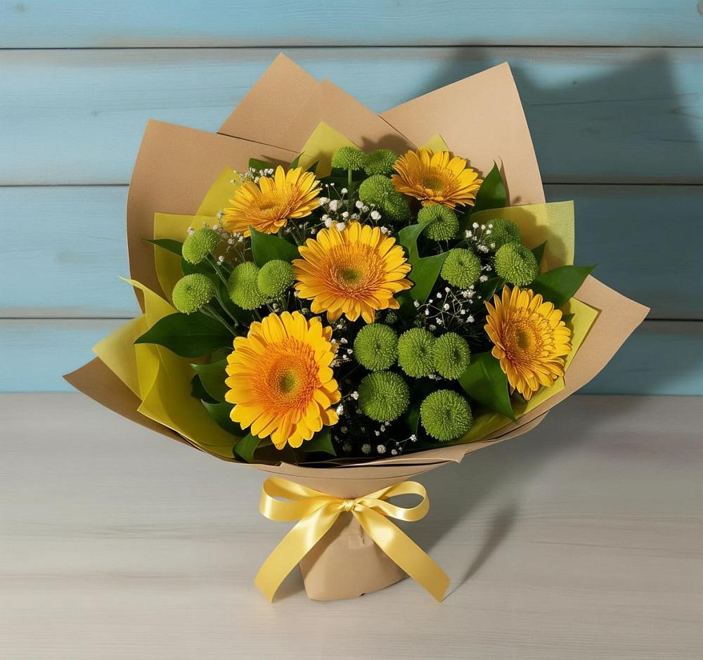 Букет цветов из: Герберы и Хризантемы в Истобном