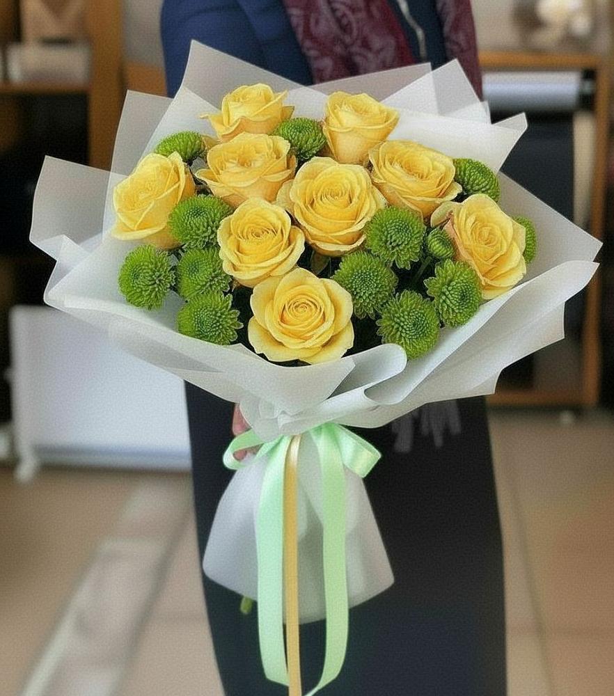 Букет цветов из: Хризантемы и Розы в Истобном