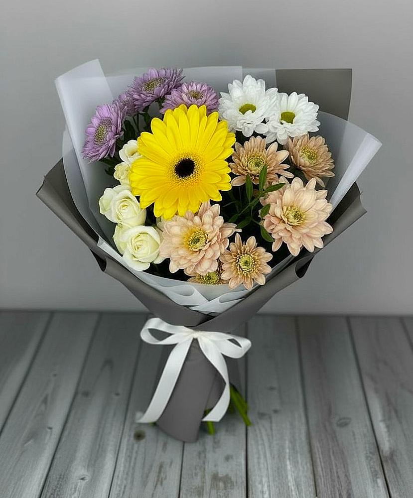 Букет цветов из: Розы, Герберы и Хризантемы в Истобном