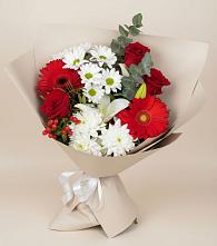 Букет цветов из:  Розы, Хризантемы, Герберы и Лилии в Истобном