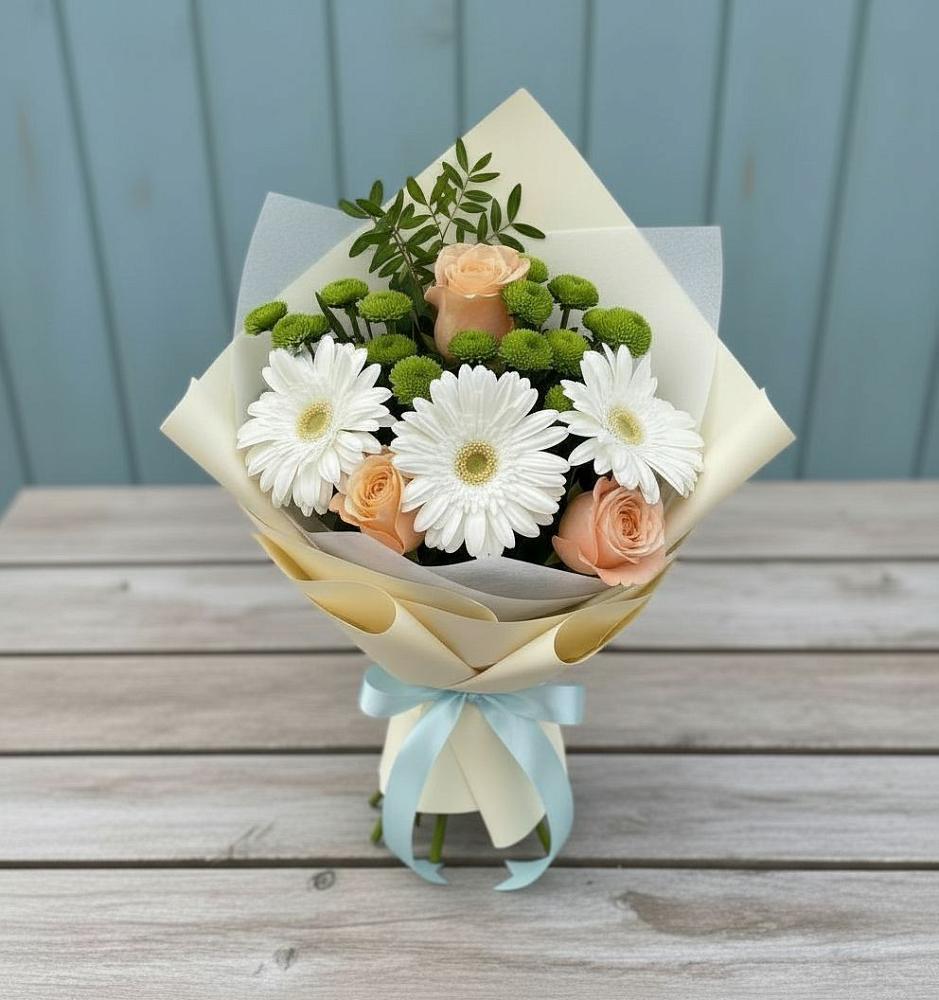 Букет цветов из: Герберы, Розы и Хризантемы в Истобном