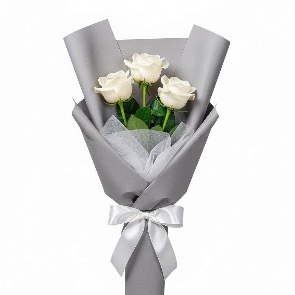 Букет 3 белые розы в Истобном