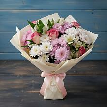 Букет цветов из:  Хризантемы, Альстромерии и Розы в Истобном