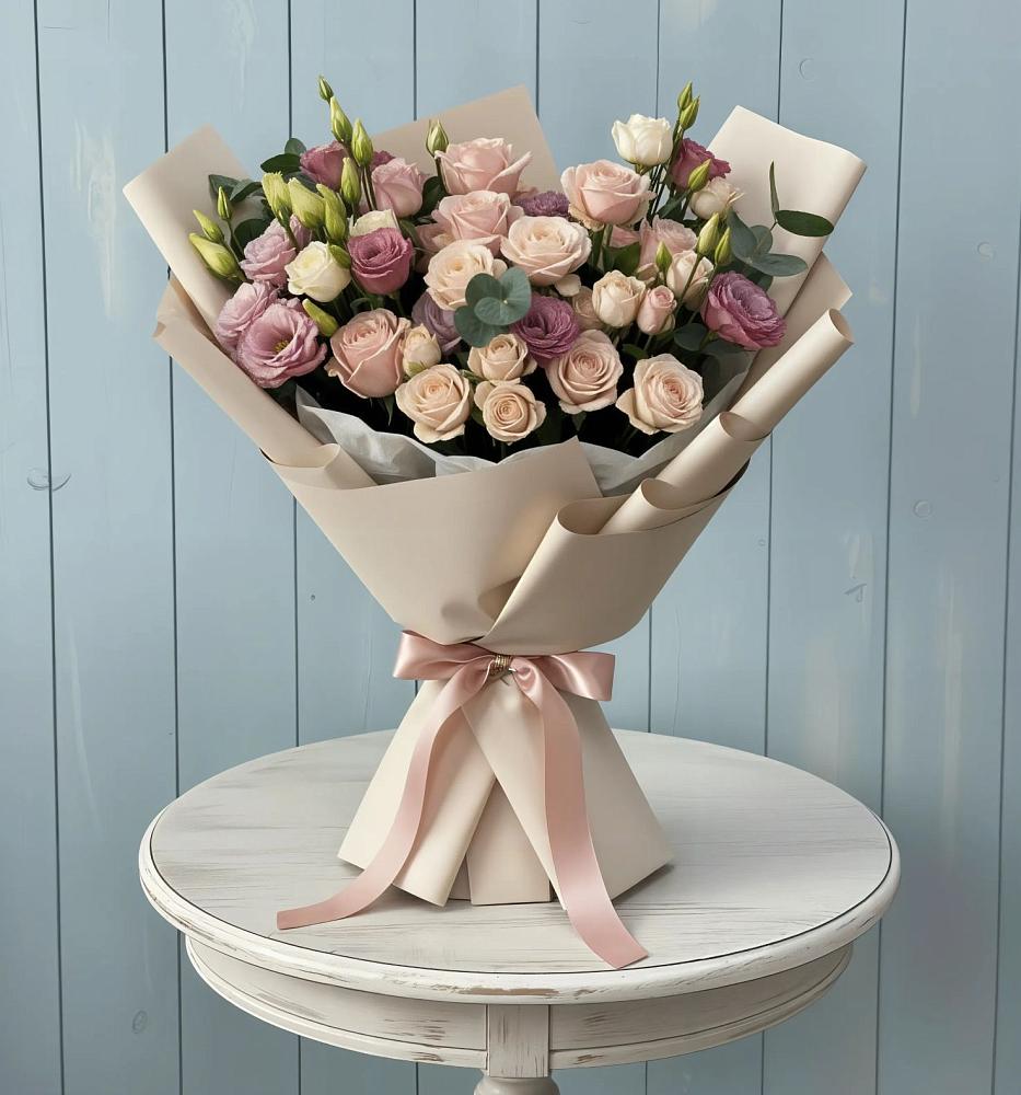 Букет цветов из: Розы и Лизиантусы в Истобном