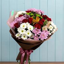 Букет цветов из:  Розы, Хризантемы и Альстромерии #REPLACE_PRED# Истобном