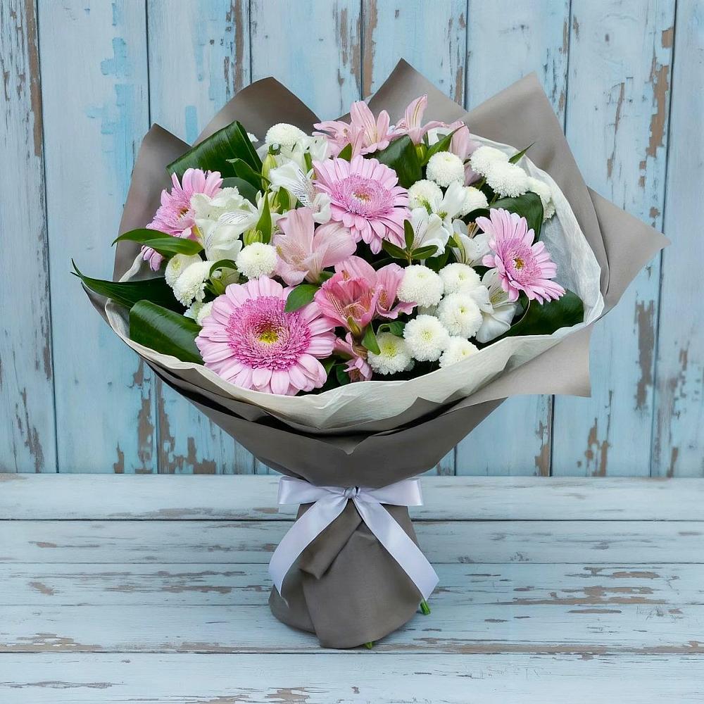 Букет цветов из: Герберы, Альстромерии и Хризантемы в Истобном