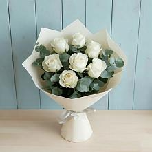 Букет Белые розы в Эвкалипте #REPLACE_PRED# Истобном